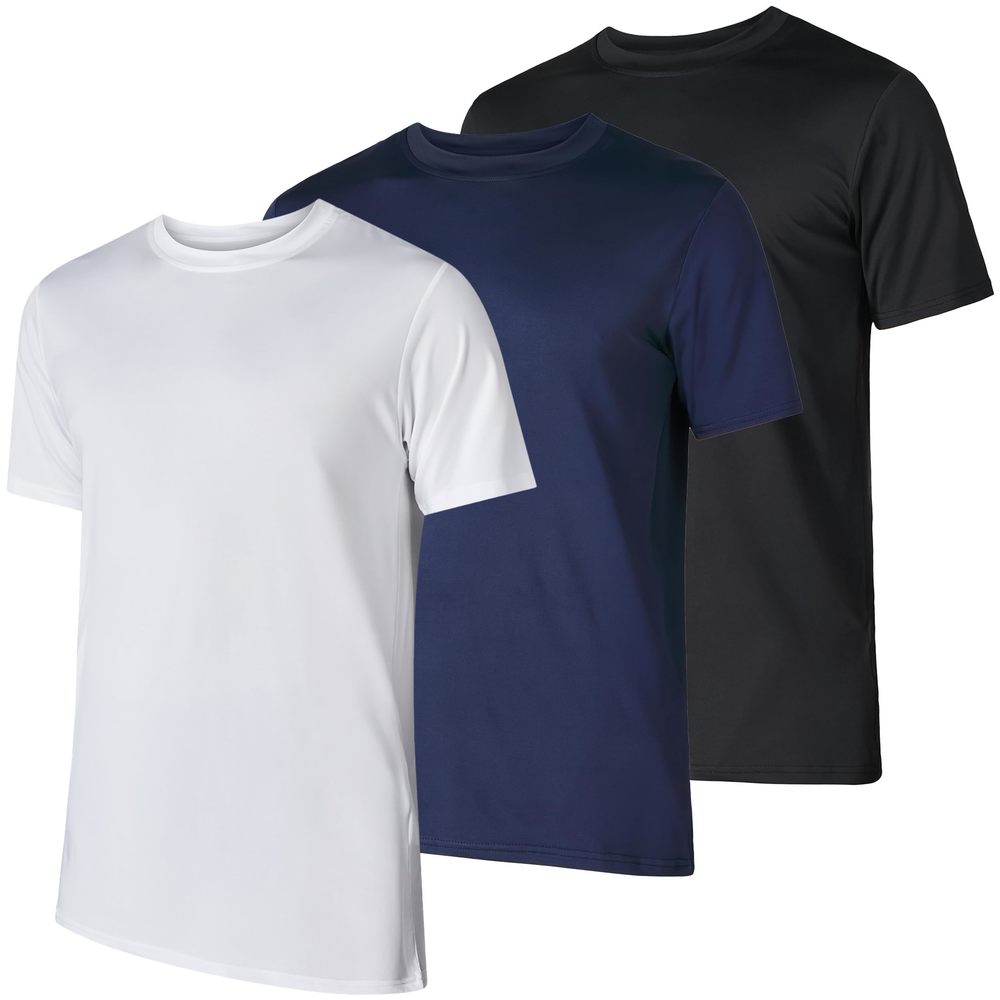 NEW Men’s Workout Short Sleeve Athletic Gym T-Shirts 3 Pack Mens Dry Fit Running